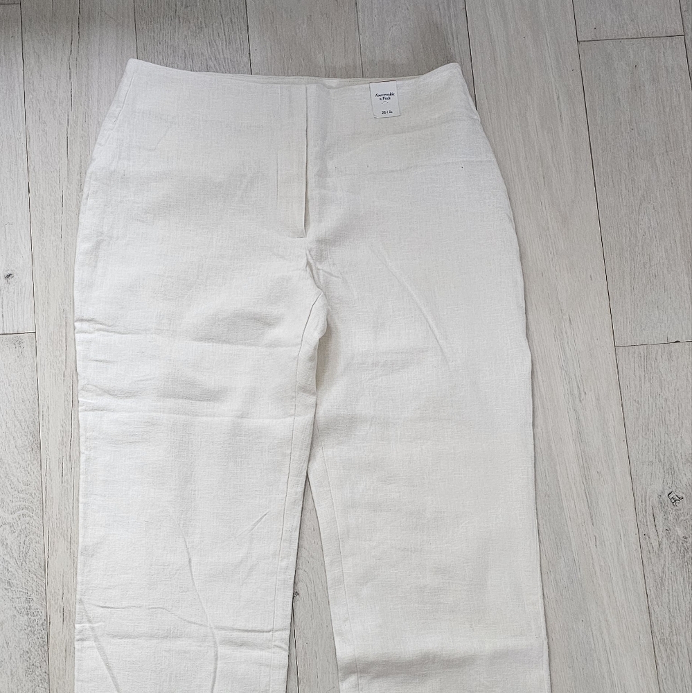 Abercrombie & Fitch Cream Linen Pants